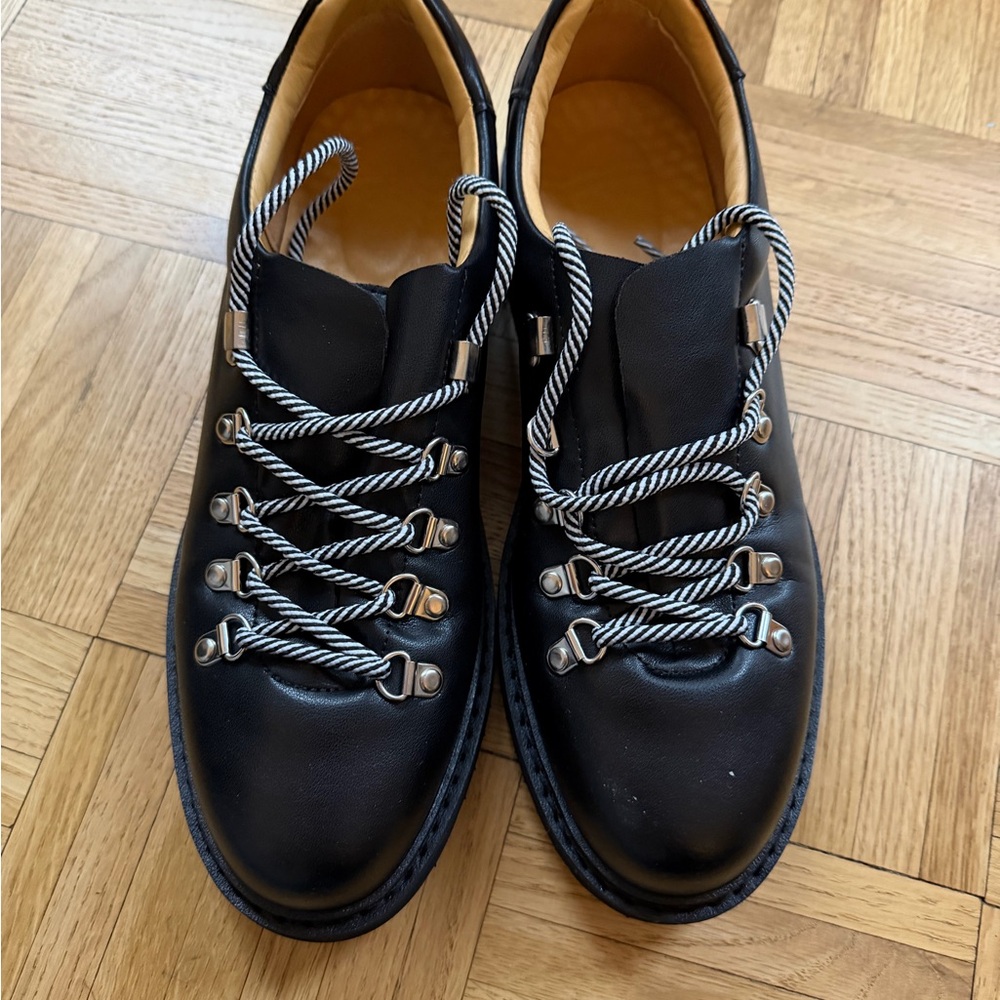 Black Leather Men's Shoes - Picture 3 of 4